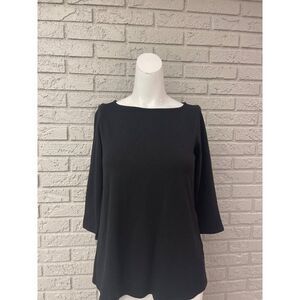 Eileen Fisher Women Petite Black Long Sleeve T-Shirt Size SP